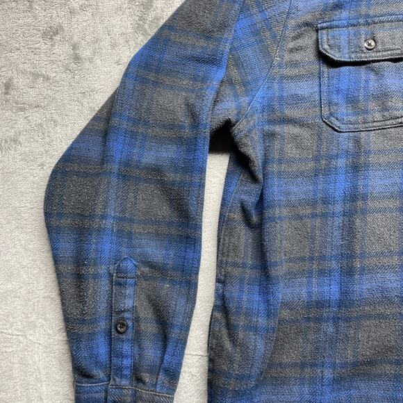 Orvis Shirt Jacket Mens XL Blue Plaid Long Sleeve Button Shacket Heavy Flannel - Picture 4 of 9